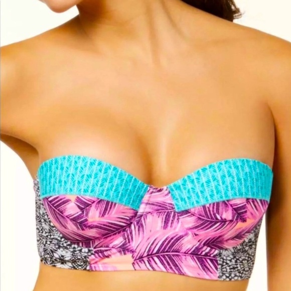 Hula Honey Juniors Leaf Breeze Underwire Push Up Strapless Bikini Top Size Large - Picture 1 of 10